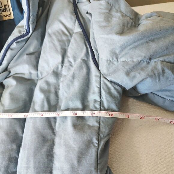 Vtg Woolrich Women's SMALL Long Puffer Coat Quilted Blue 80s 90s Retro Pastel - Picture 9 of 16